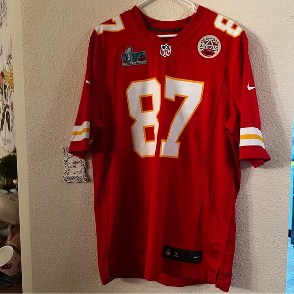 NFL Superbowl Nike Kansas City Chiefs Red Jersey Travis Kelce 87 - Picture 1 of 11